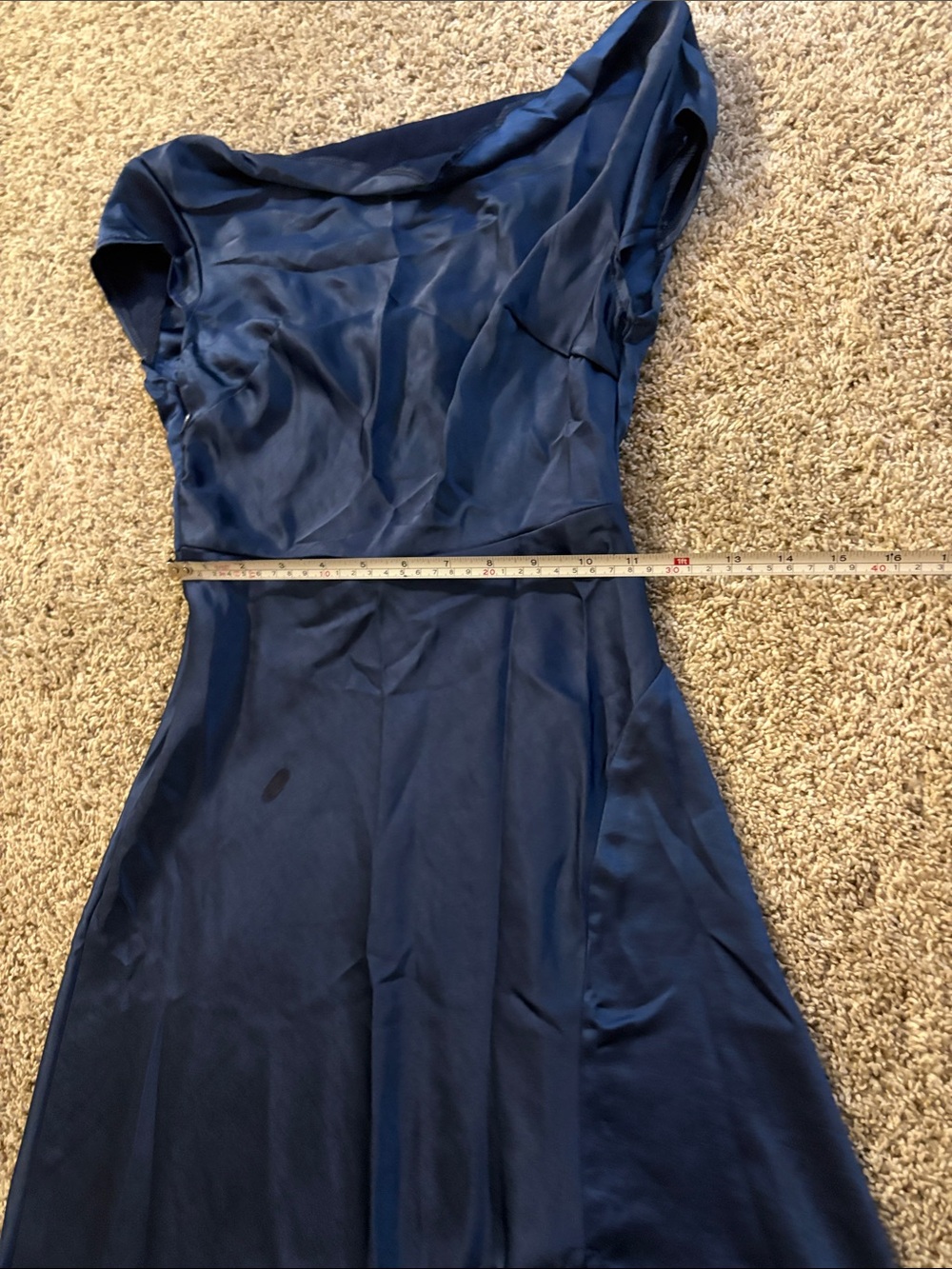 Navy Satin Maxi Dress with Cap Sleeves - Picture 4 of 5